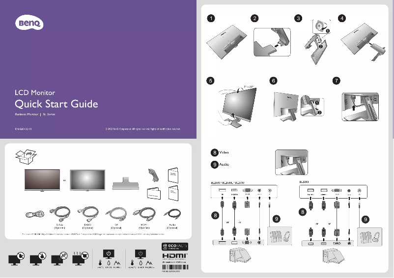Page 1 de la notice Guide de démarrage rapide BenQ BL2480