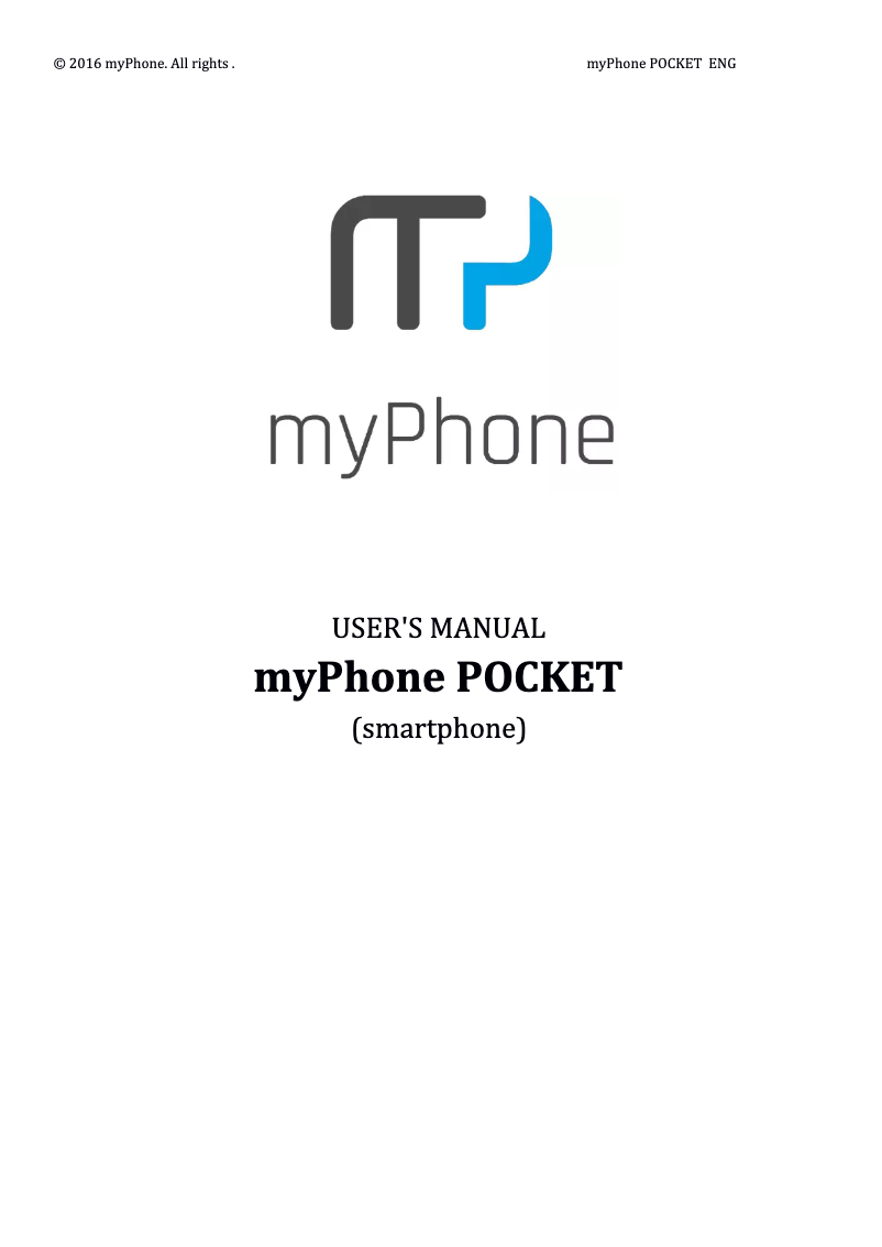 Page 1 de la notice Manuel utilisateur myPhone Pocket