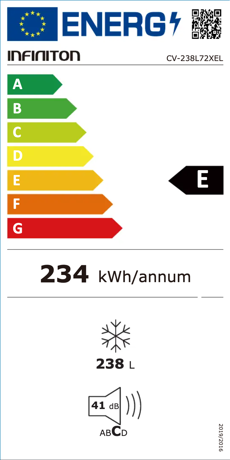 Page n°1 - Label énergétique Infiniton CV-238L72XEL