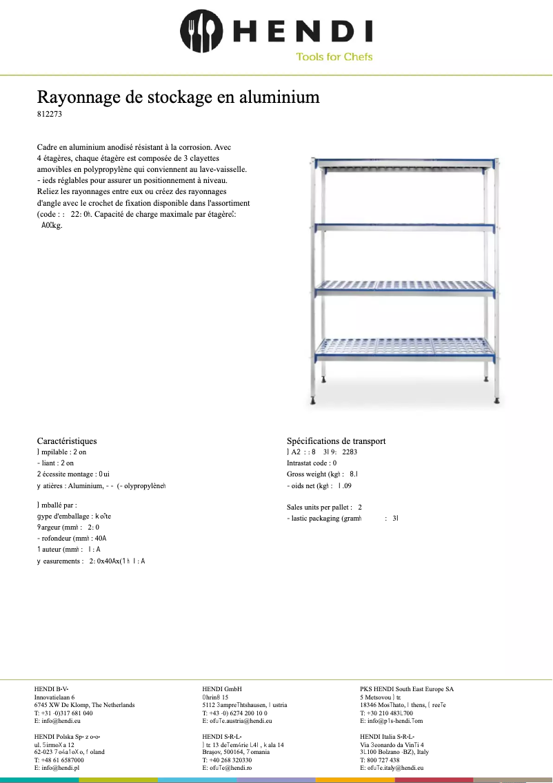 Page 1 de la notice Manuel utilisateur Hendi 812273