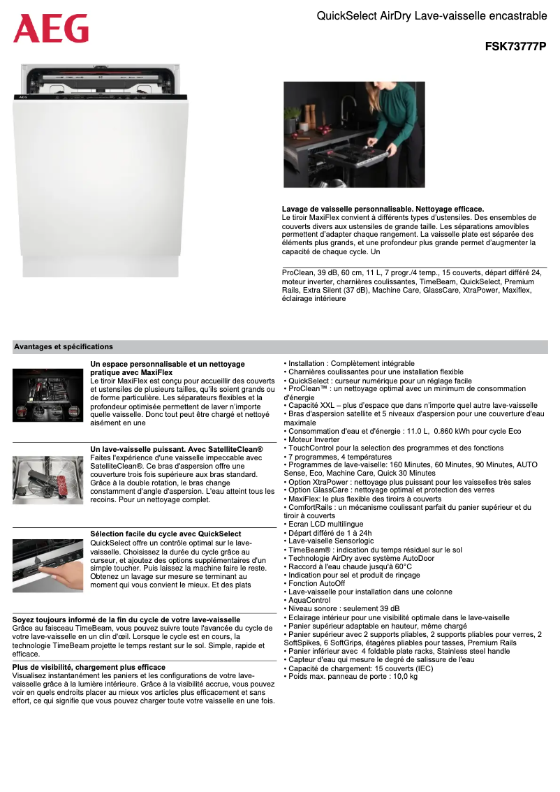 Página 1 del manual Ficha técnica AEG FSK73777P