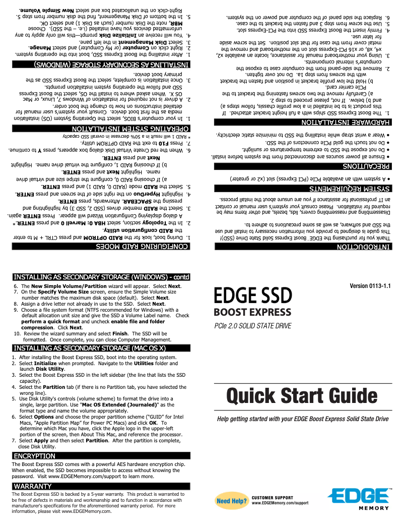 Page n°1 - Manuel utilisateur Edge Boost Express SSD