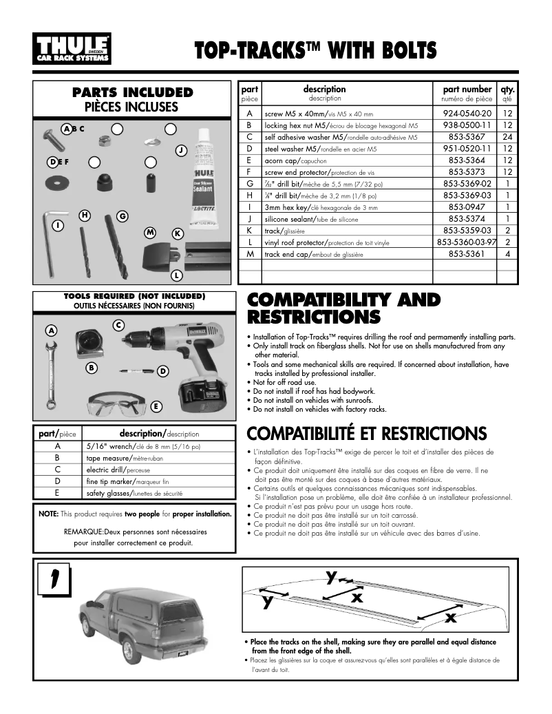 Page n°1 - Manuel utilisateur Thule Top Tracks 60"