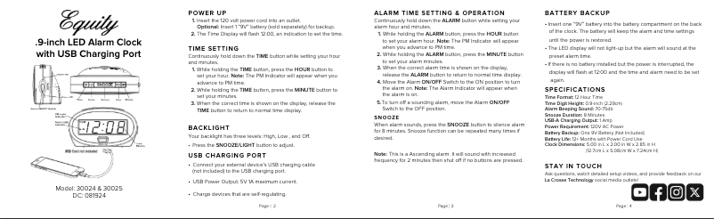 Page 1 de la notice Manuel utilisateur La Crosse Technology 30025