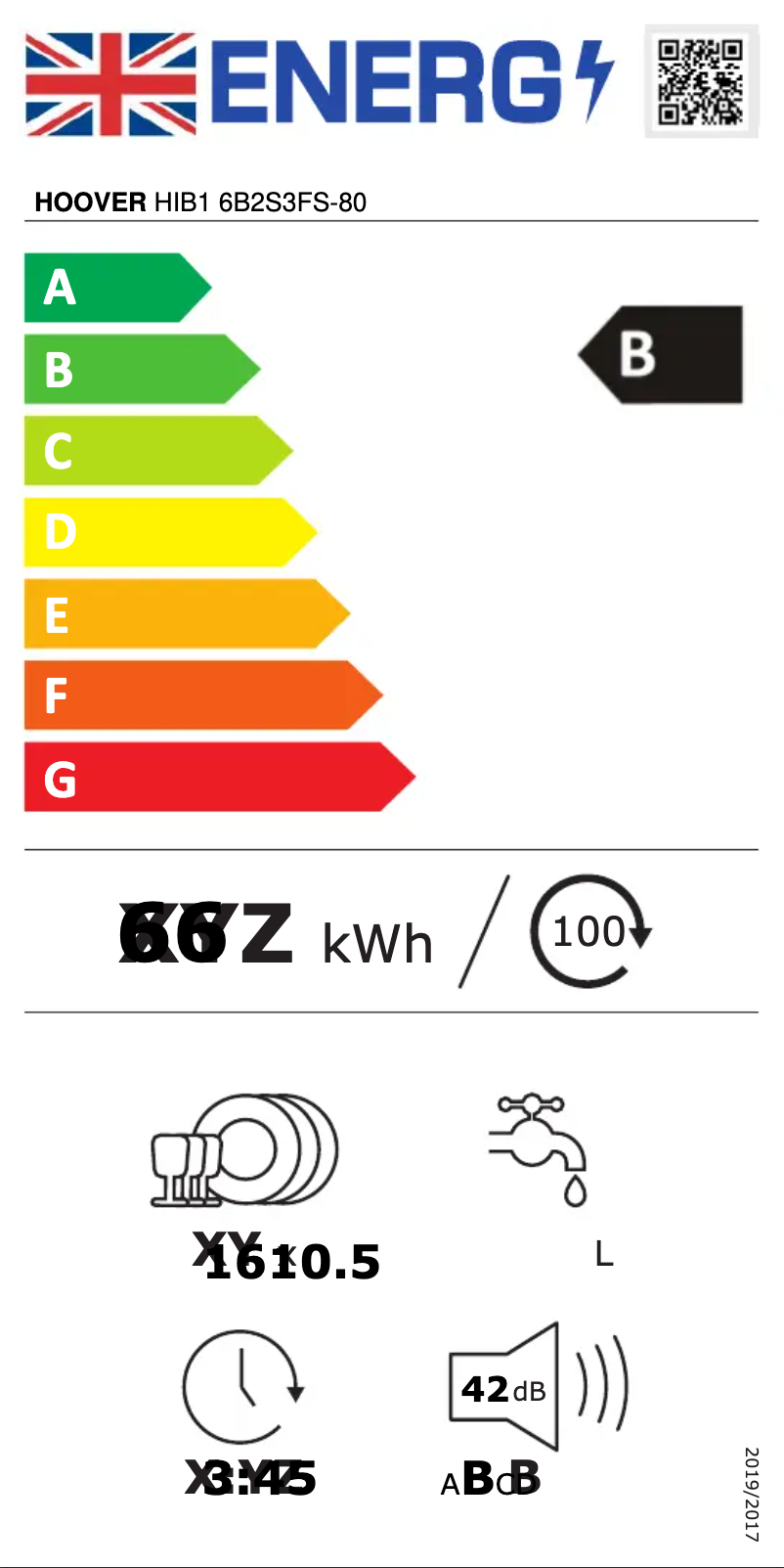 Page n°1 - Label énergétique Hoover H-DISH 700 HIB1 6B2S3FS-80