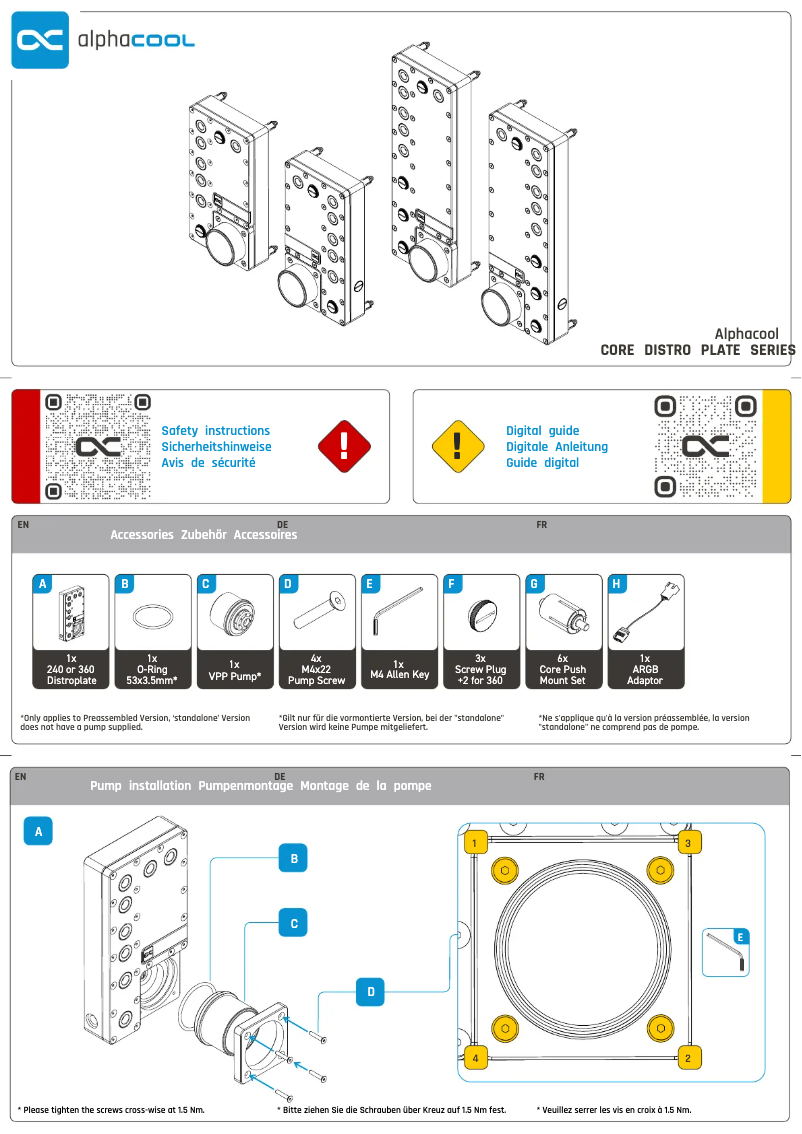 Page 1 de la notice Manuel utilisateur Alphacool Core Distro Plate 240