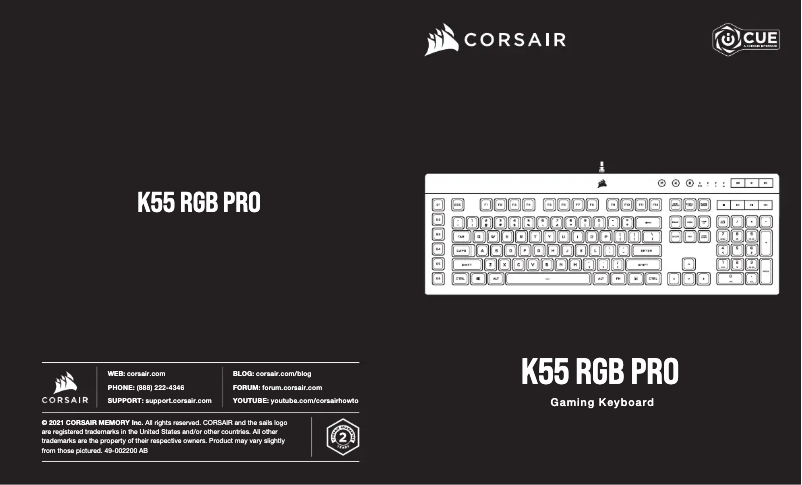 Page 1 de la notice Manuel utilisateur Corsair K55 RGB Pro