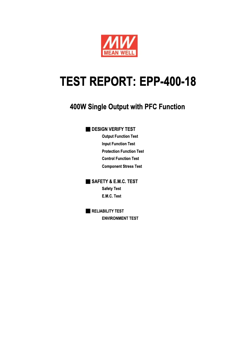 Page n°1 - Fiche technique Mean Well EPP-400-18