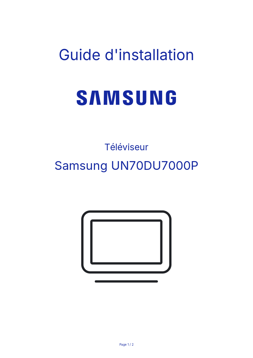Image de la première page du manuel de l'appareil UN70DU7000P
