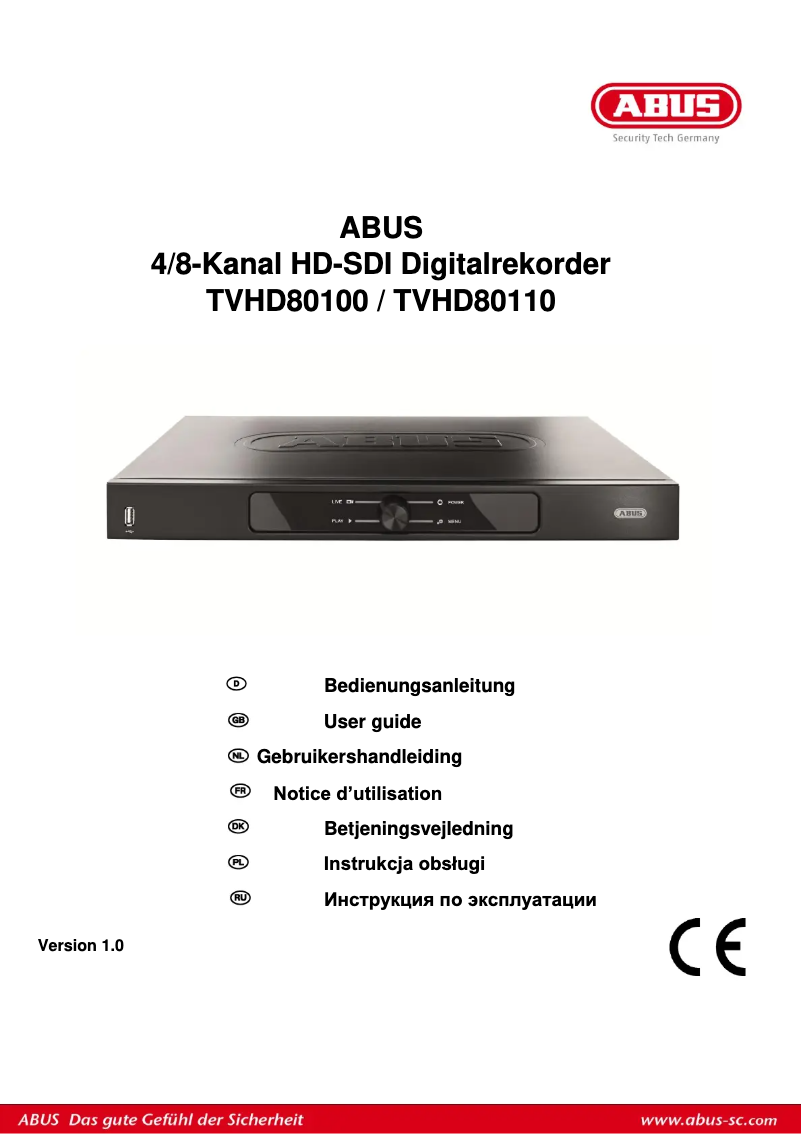 Page 1 de la notice Manuel utilisateur Abus TVHD80100