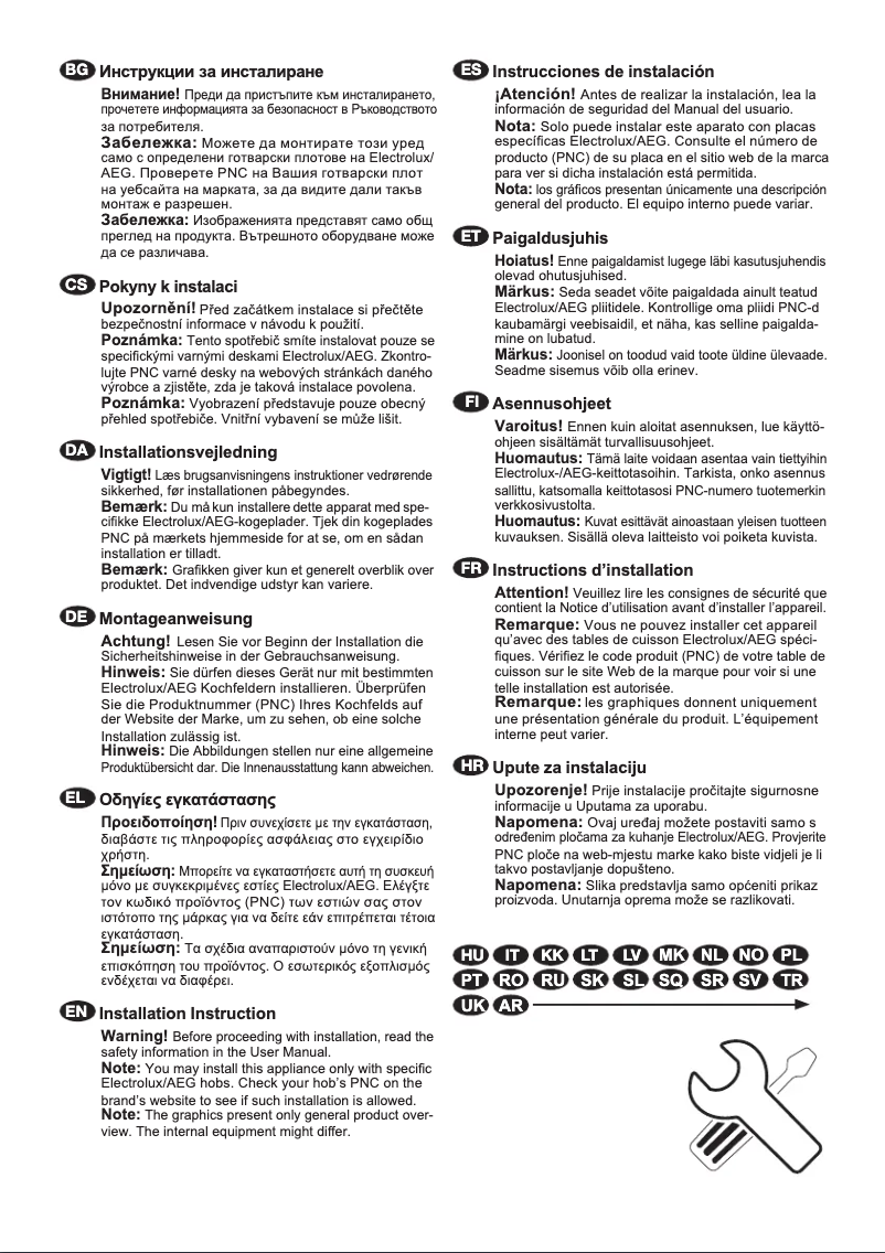 Page 1 de la notice Guide d'installation Zanussi ZEAN82ER