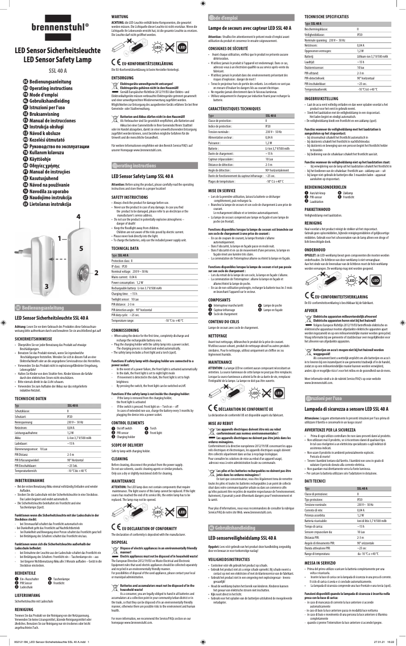 Page 1 de la notice Manuel utilisateur Brennenstuhl SSL 40 A