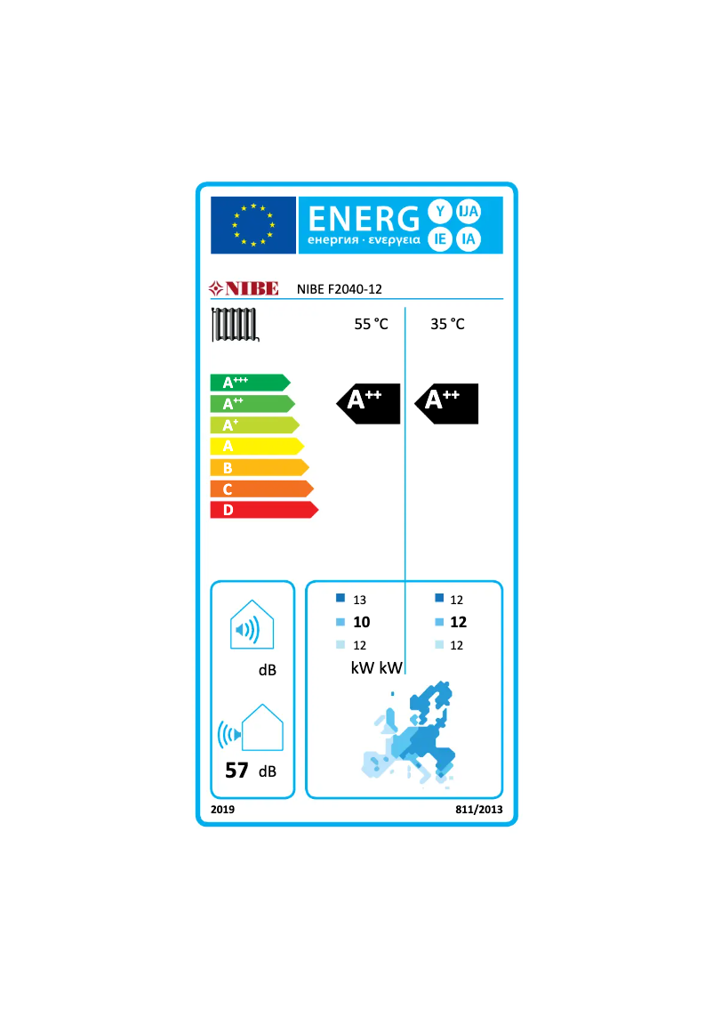 Page 1 de la notice Label énergétique Nibe F2040-16