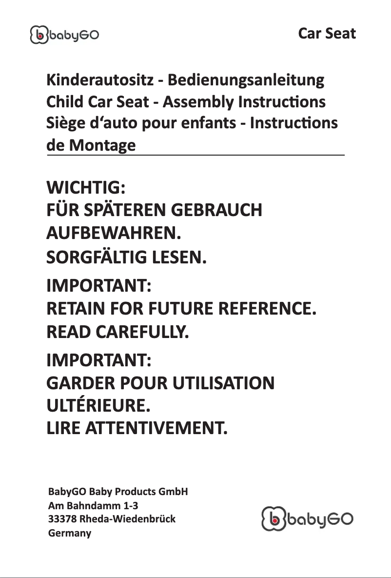 Page 1 de la notice Manuel utilisateur BabyGO Booster