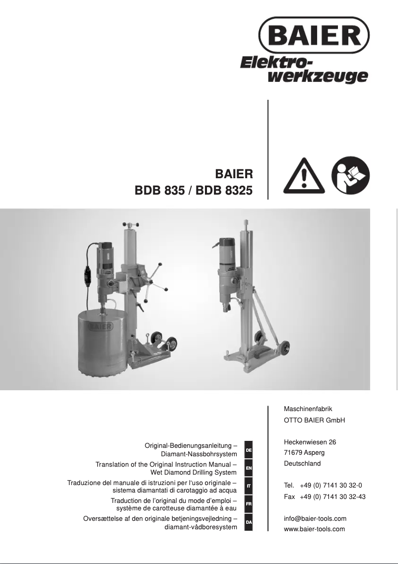 Page 1 de la notice Manuel utilisateur Baier BDB 8325