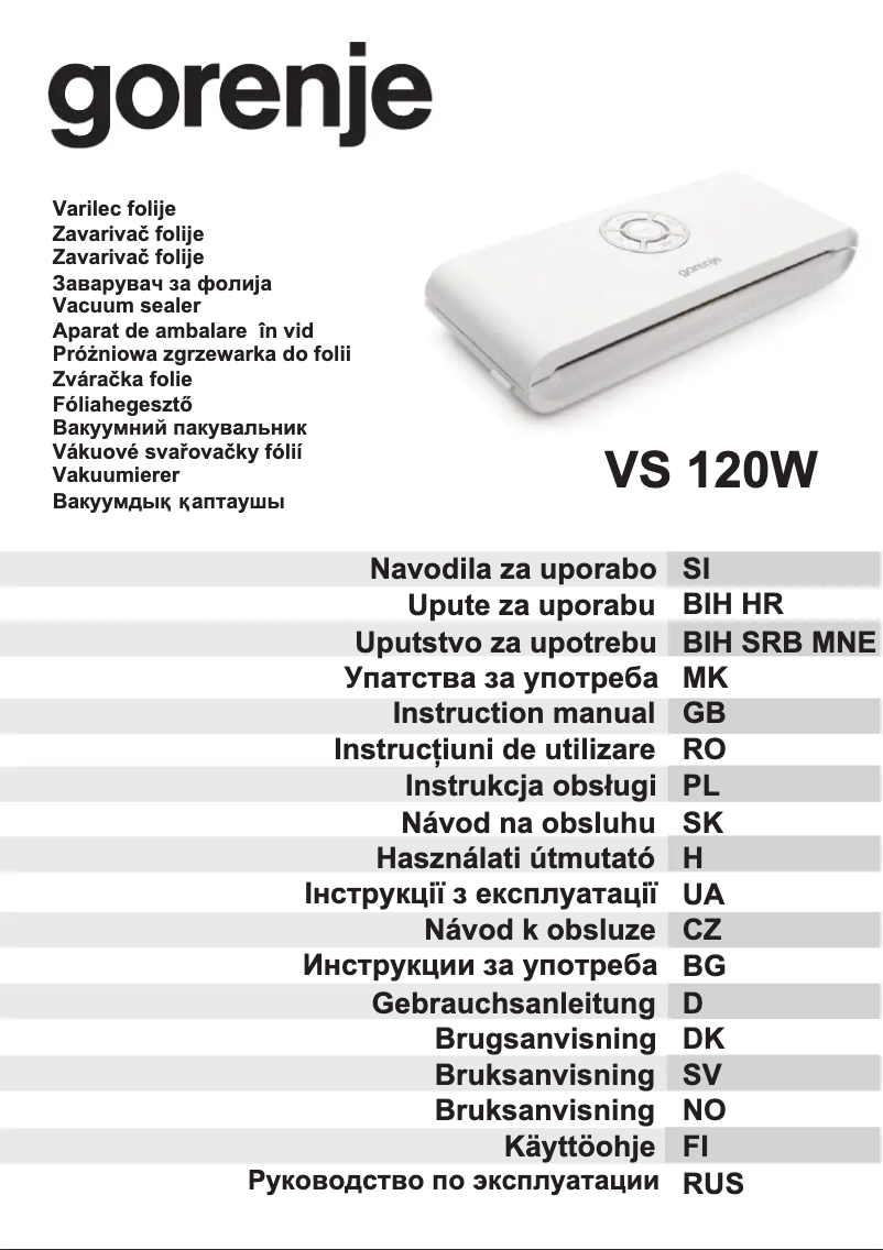 Image de la première page du manuel de l'appareil VS120W