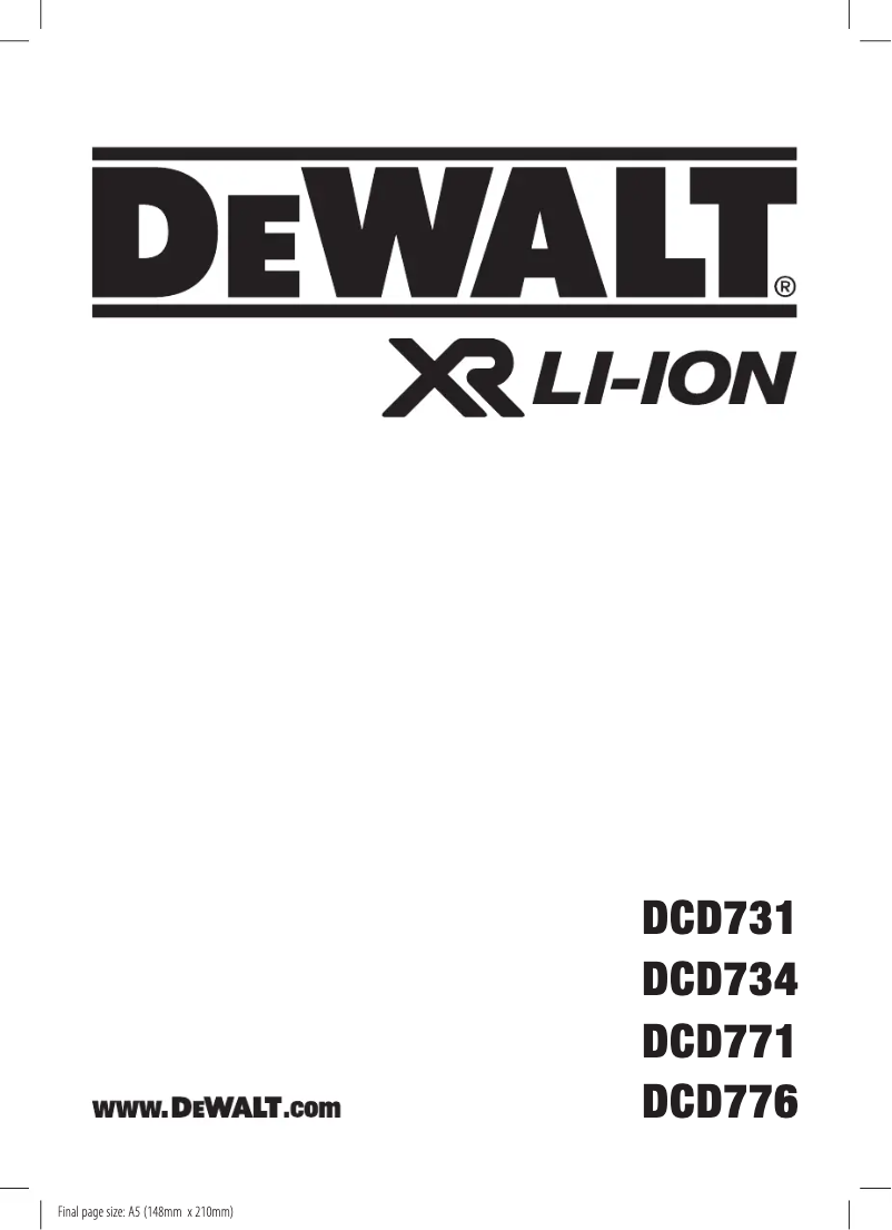 Page 1 de la notice Manuel utilisateur DeWalt DCD734