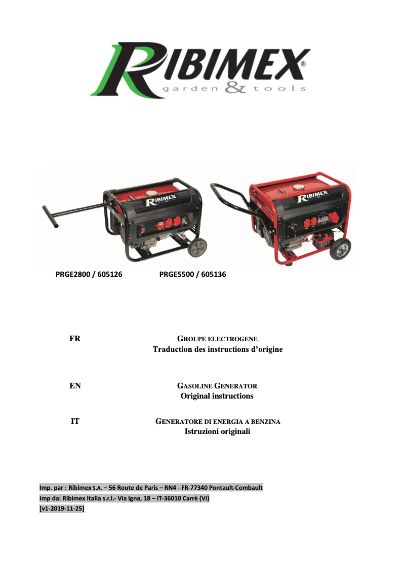 Image de la première page du manuel de l'appareil PRGE5500
