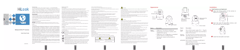 Page 1 de la notice Manuel utilisateur HiLook IPC-P120-D/W