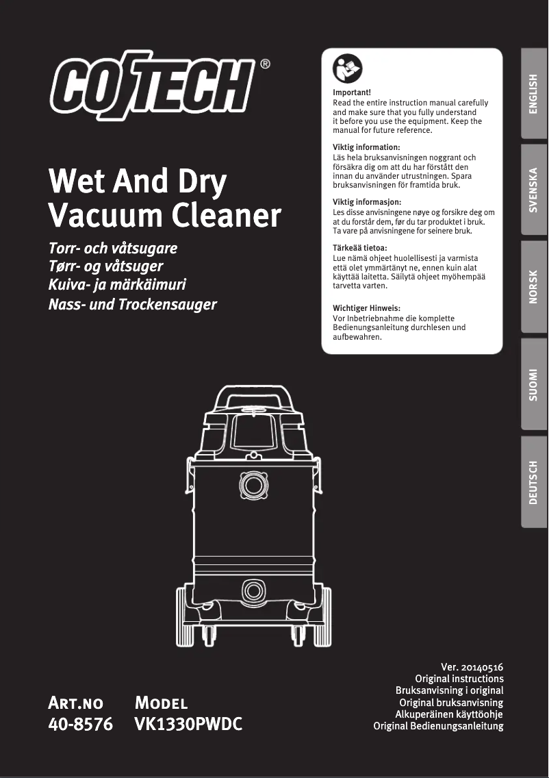 Image de la première page du manuel de l'appareil VK1330PWDC