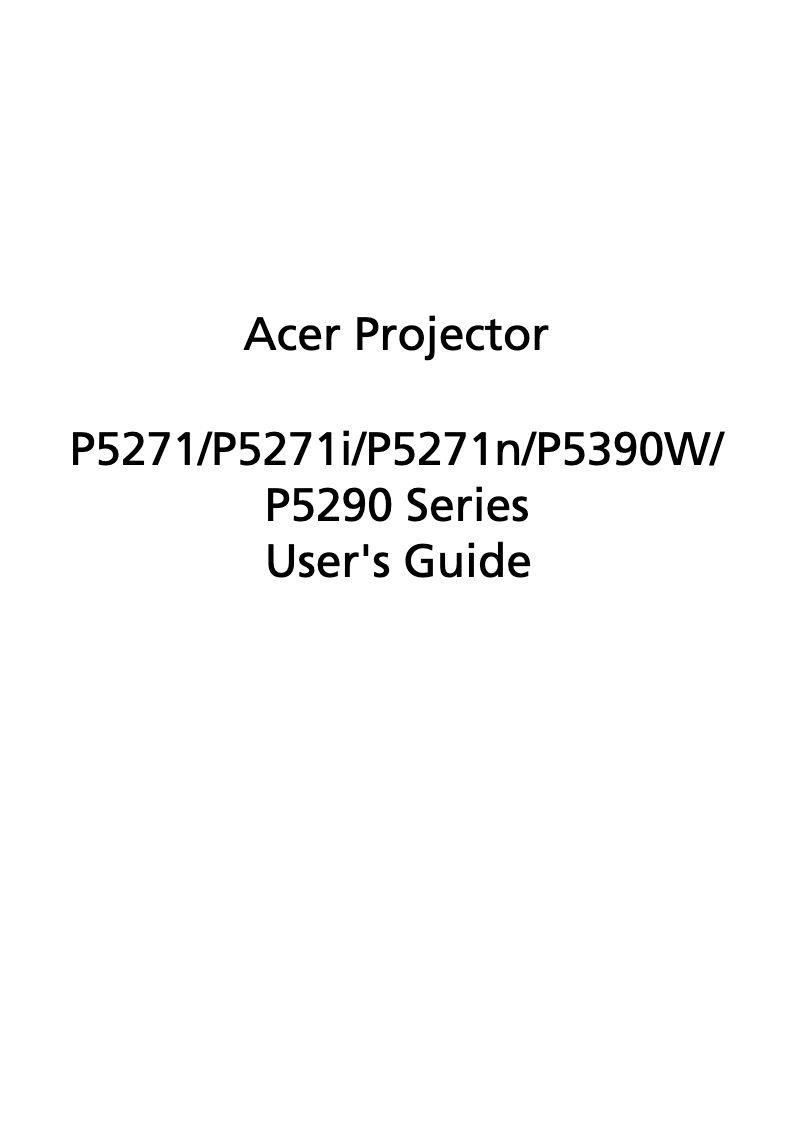 Page n°1 - Manuel utilisateur Acer P5290
