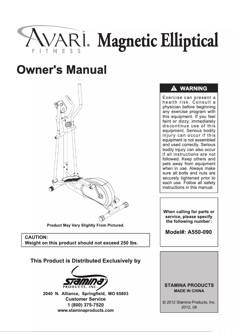 Page 1 de la notice Manuel utilisateur Stamina Avari E090