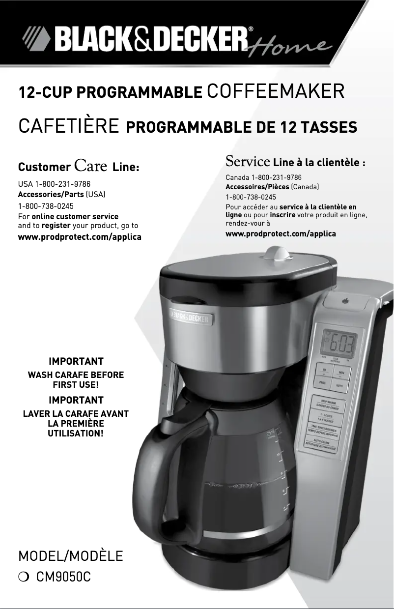 Page n°1 - Manuel utilisateur Black & Decker CM9050C