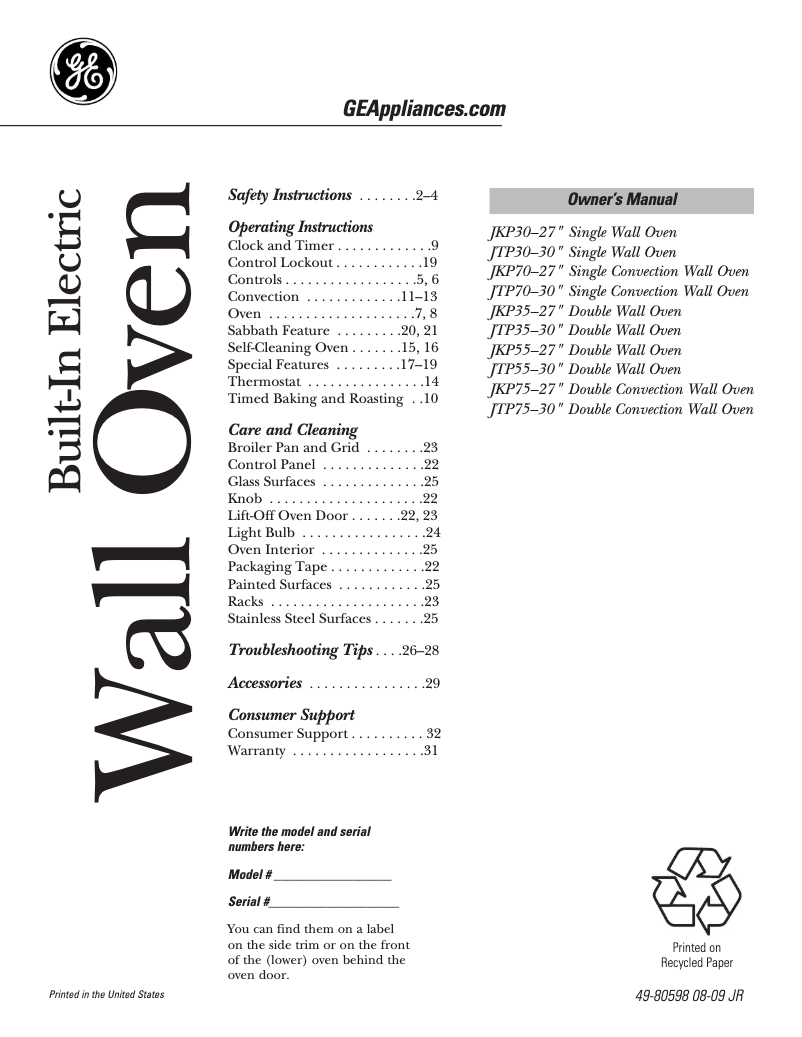 Image de la première page du manuel de l'appareil JKP30WMWW