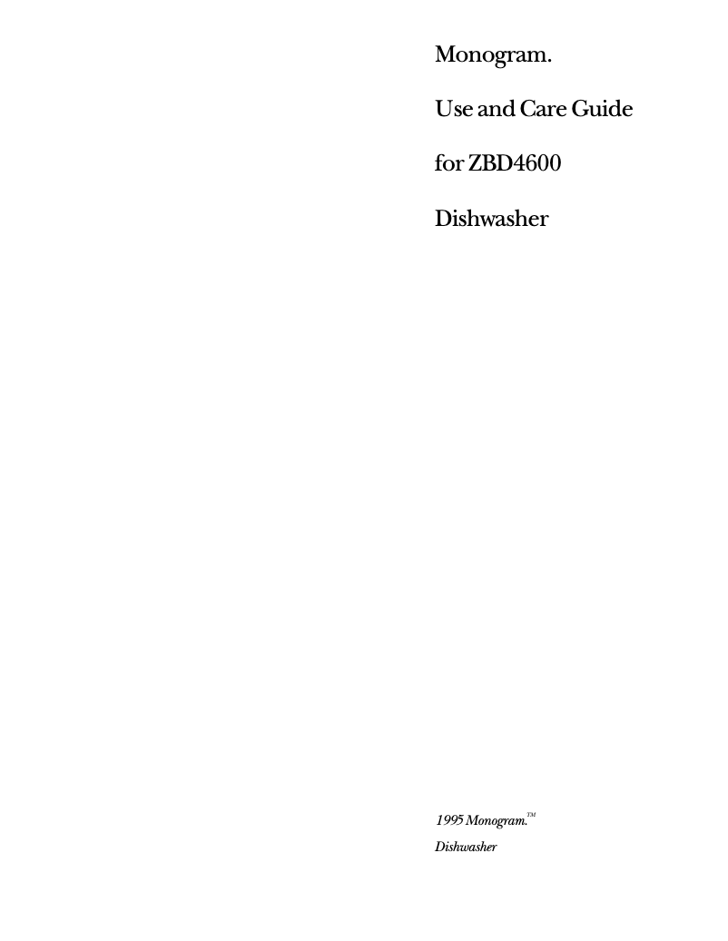 Page 1 of the manual Use and Maintenance Manual GE ZBD4600XBB