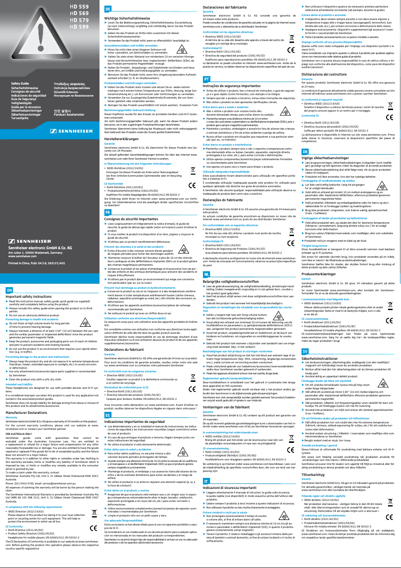 Page 1 de la notice Mode d'emploi Sennheiser HD 579