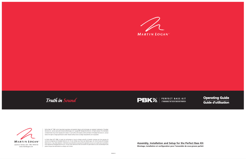 Page 1 de la notice Manuel utilisateur Martin Logan PBK