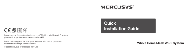 Page 1 de la notice Guide d'installation Mercusys Halo H30G