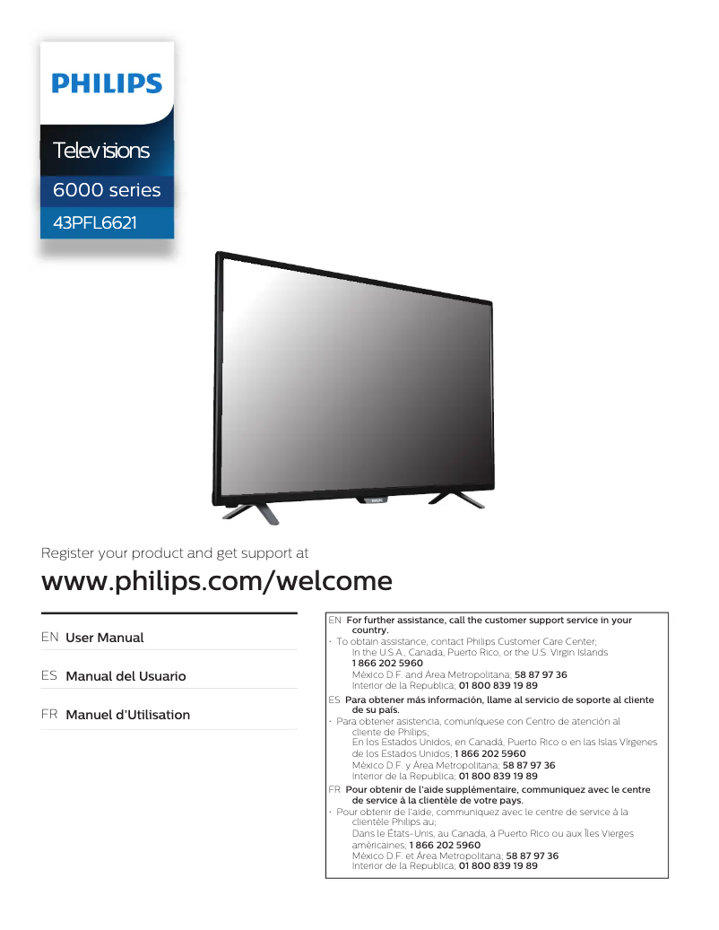 Page 1 de la notice Manuel utilisateur Philips 43PFL6621