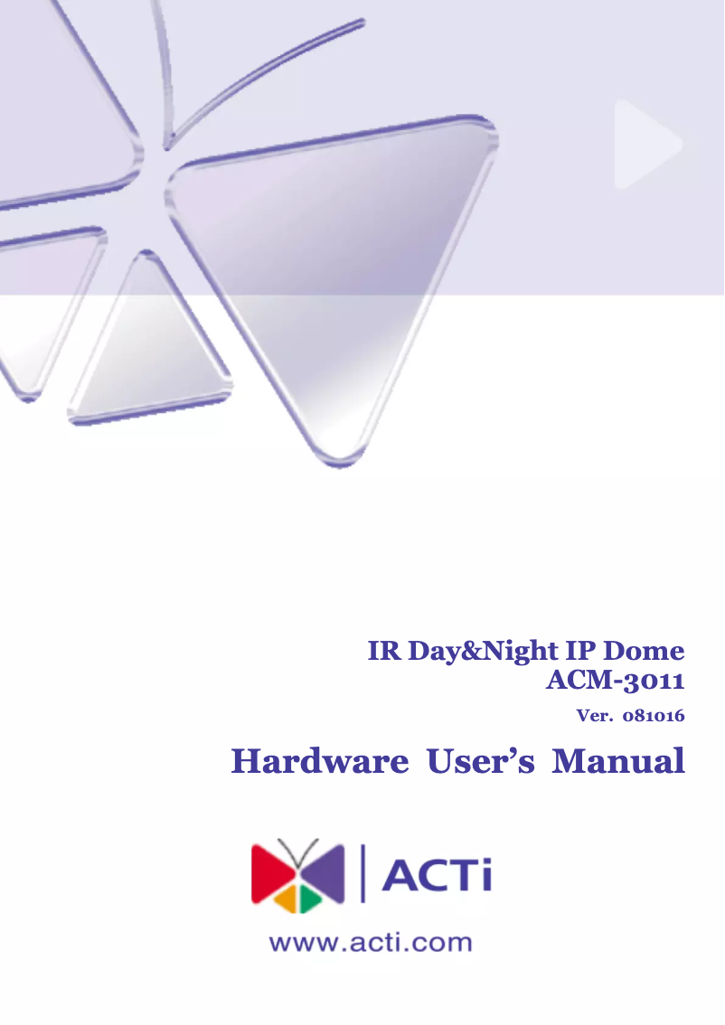 Page n°1 - Manuel utilisateur ACTi ACM-3011