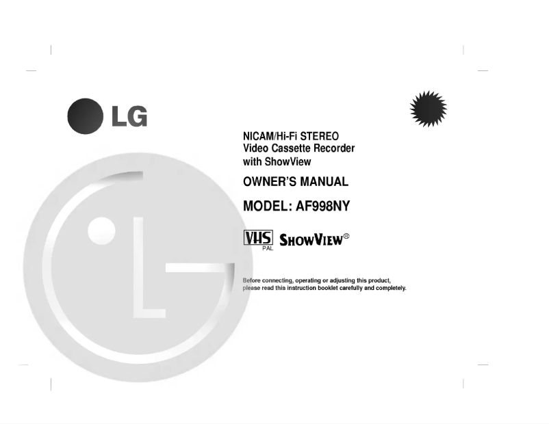 Page 1 de la notice Manuel utilisateur LG AF998NY