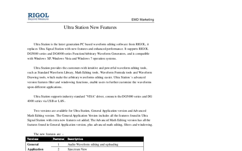 Page 1 de la notice Manuel utilisateur Rigol Station-adv