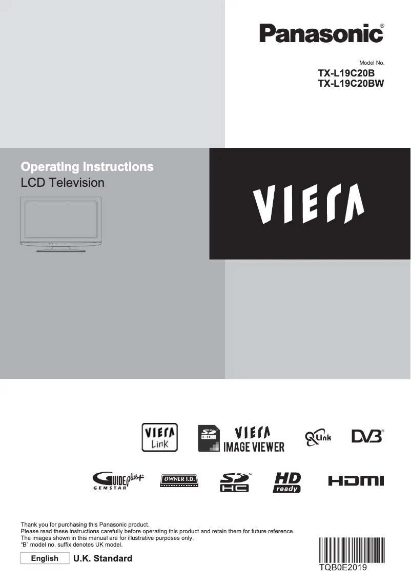 Page 1 de la notice Manuel utilisateur Panasonic Viera TX-L19C20B