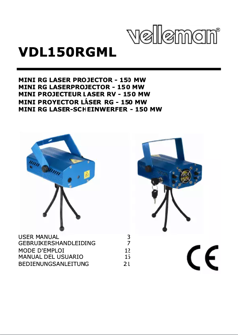 Page 1 de la notice Manuel utilisateur HQ Power VDL150RGML
