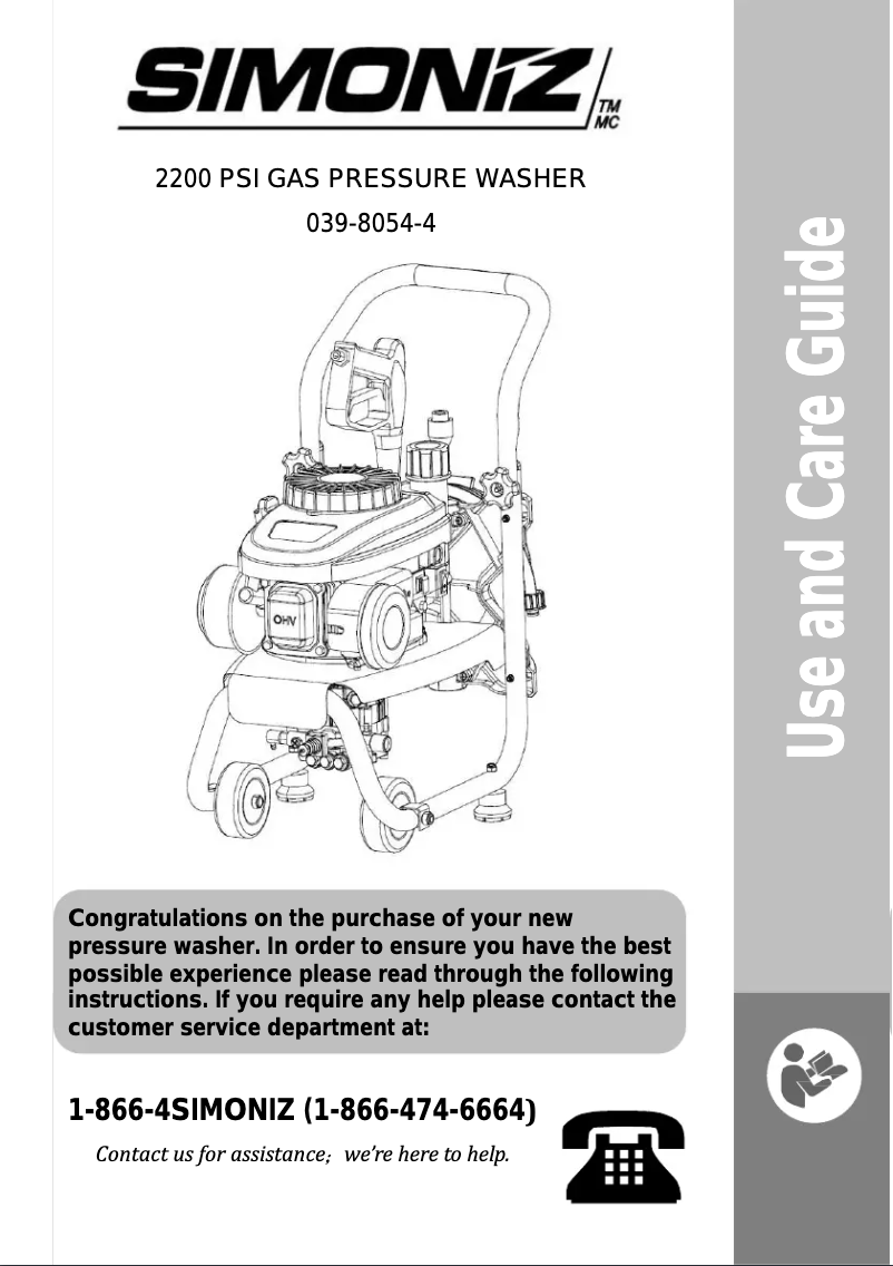 Page n°1 - Manuel utilisateur Simoniz 039-8054-4