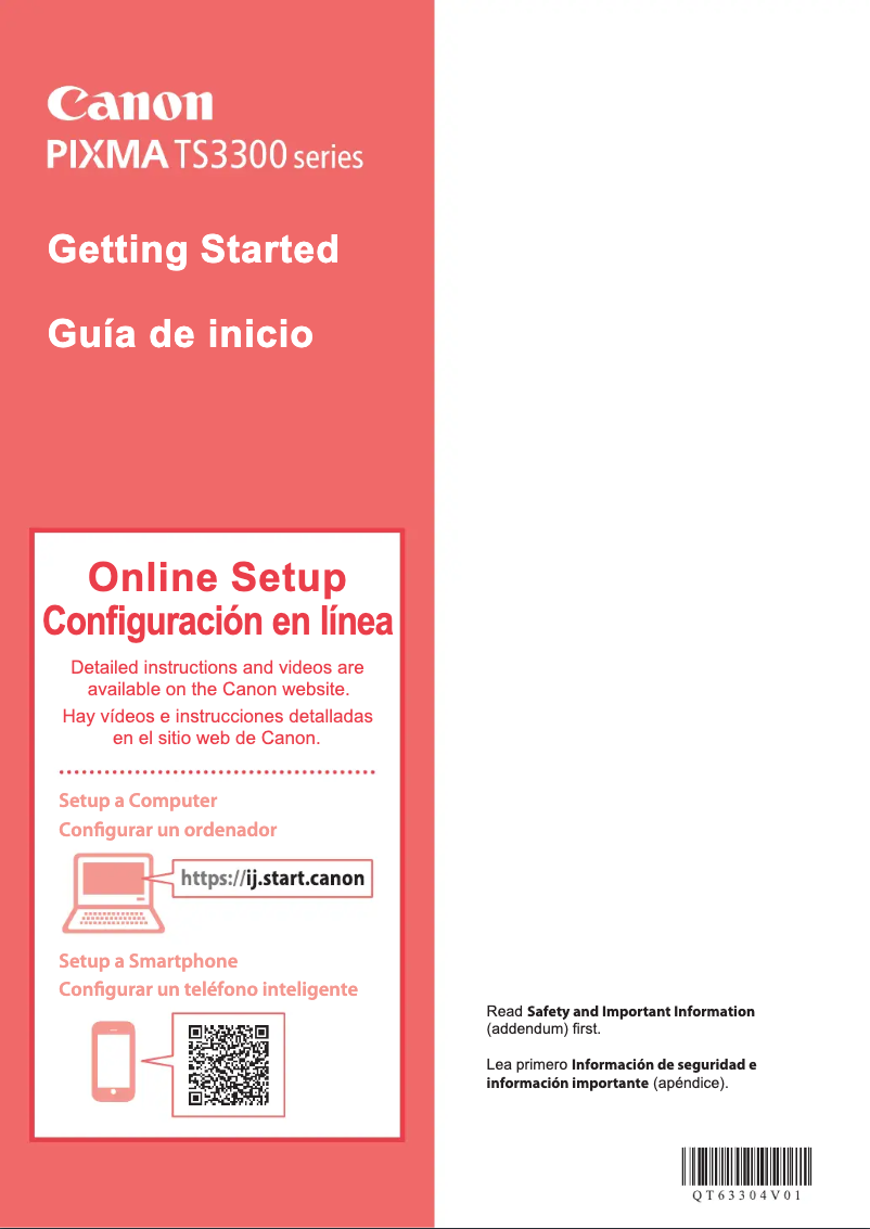 Page 1 de la notice Manuel utilisateur Canon Pixma TS3322