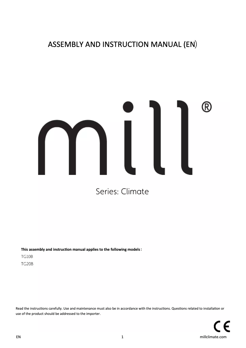 Page n°1 - Manuel utilisateur Mill TG-10B