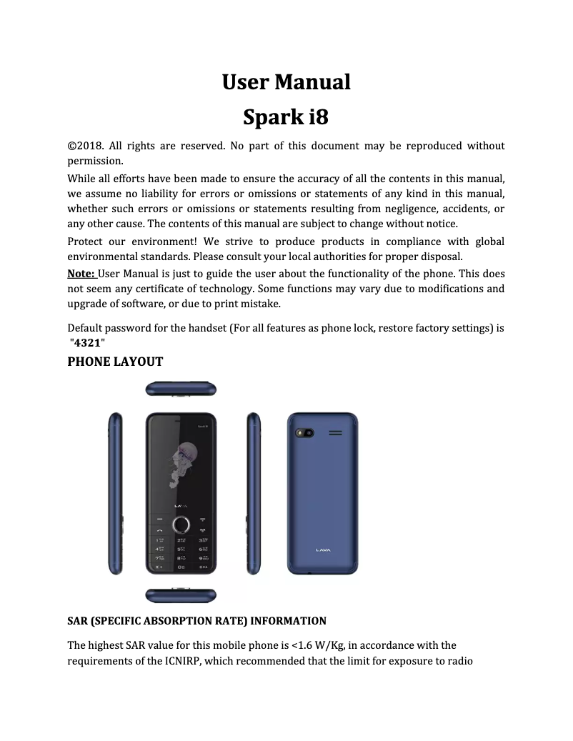 Page 1 de la notice Manuel utilisateur Lava Spark i8