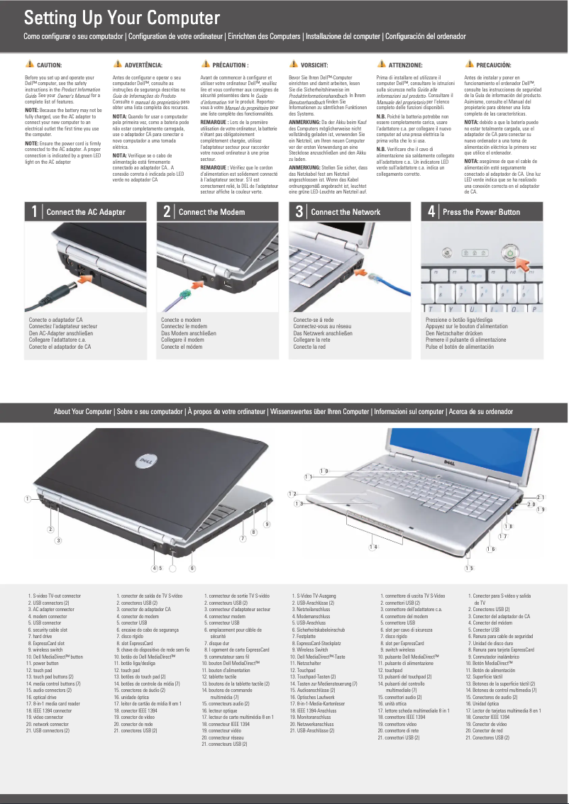 Página 1 del manual Guía de instalación Dell Inspiron 1721