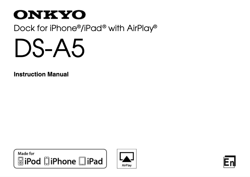 Page 1 de la notice Manuel utilisateur Onkyo DSA5