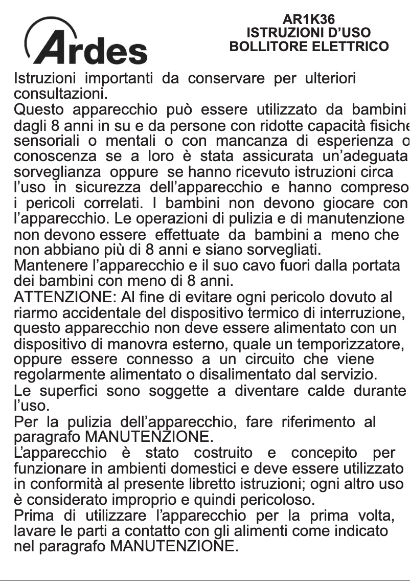 Page 1 de la notice Instructions / montage Ardes AR1K36