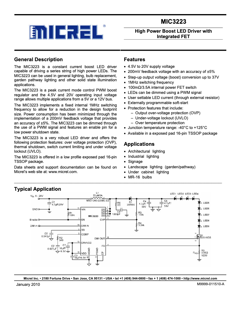 Página 1 del manual Manual de usuario Microchip MIC3223