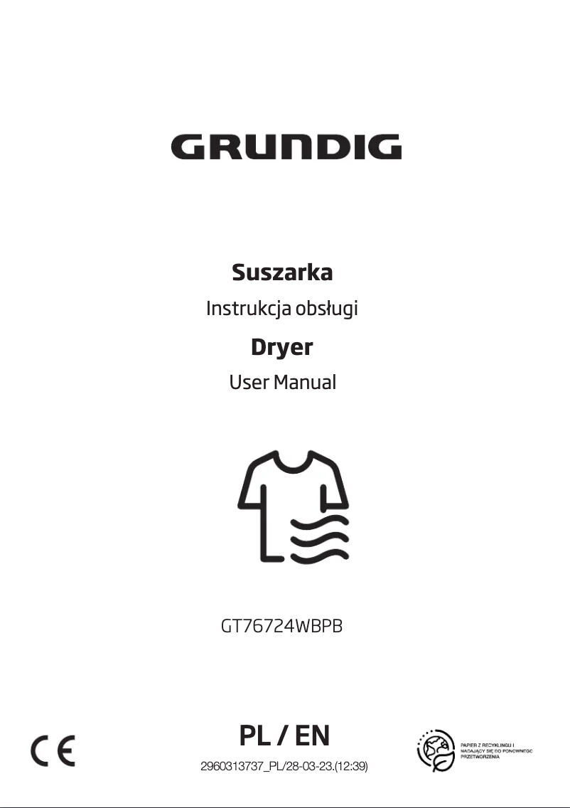 Page 1 de la notice Manuel utilisateur Grundig GT76724WBPB