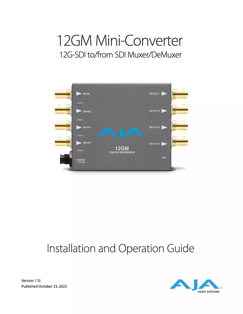 Page 1 de la notice Manuel utilisateur AJA 12GM