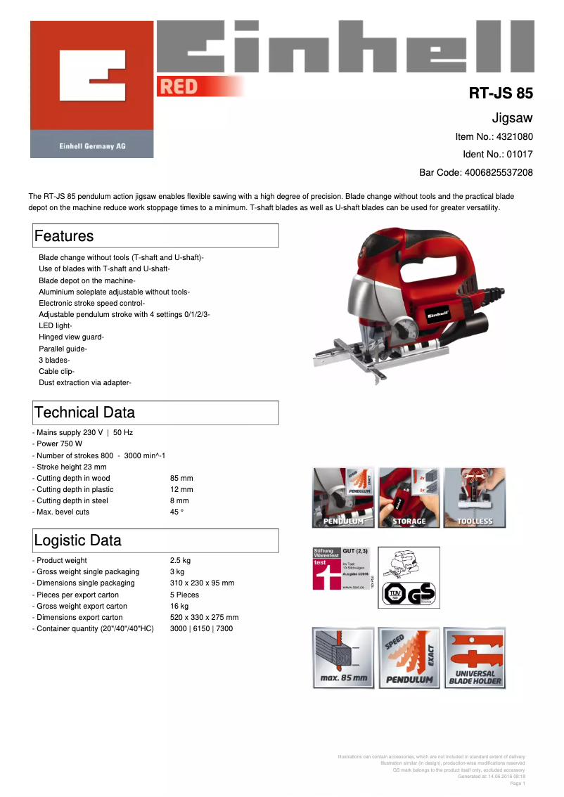 Image de la première page du manuel de l'appareil RT-JS 85