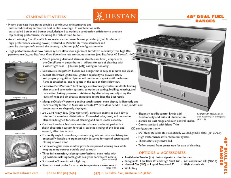 Page 1 de la notice Fiche technique Hestan KRD484GDNGGR